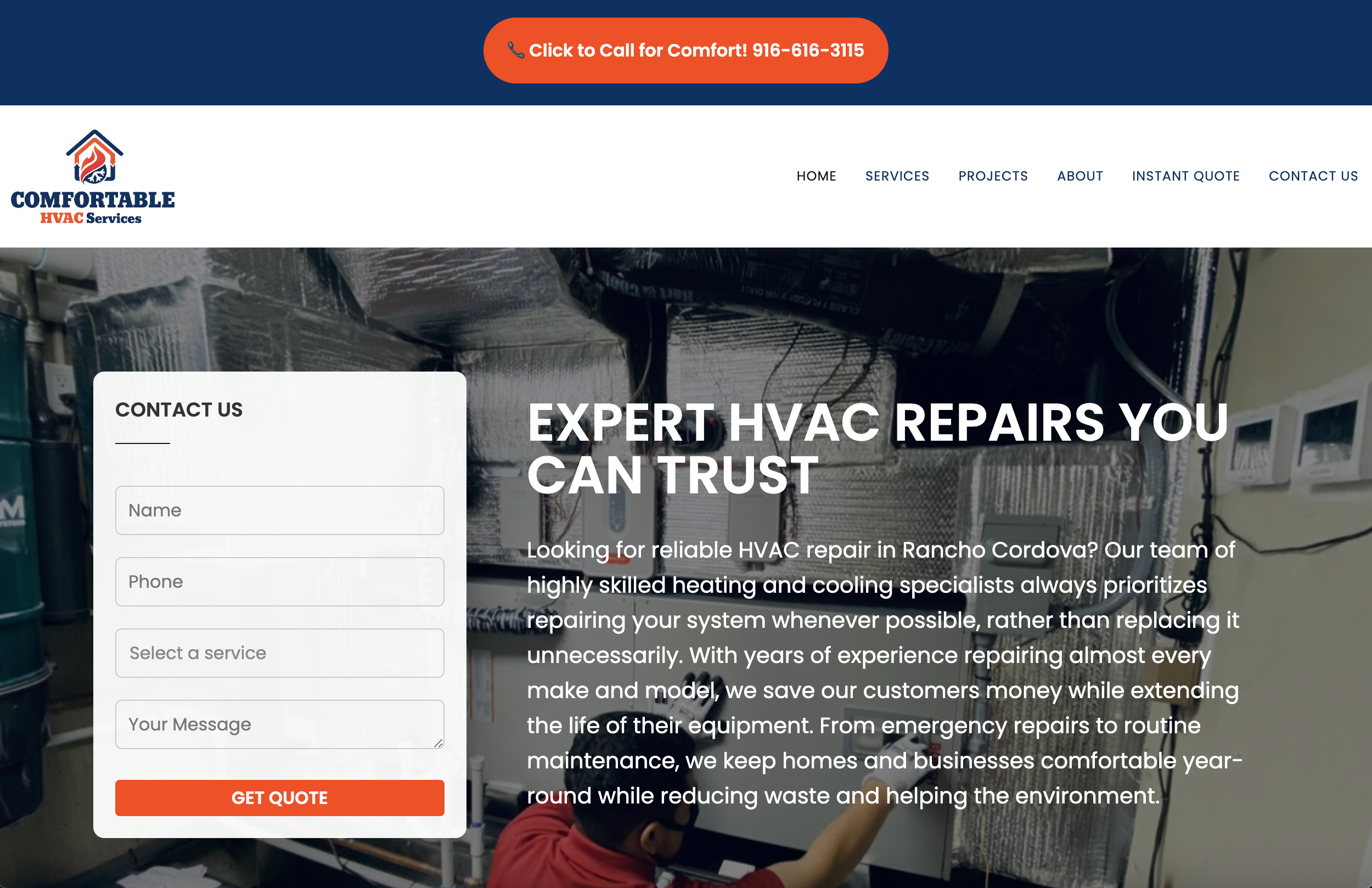 Comfortable HVAC Services Website